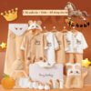 Hey Baby [Quà tặng] Set đồ sơ sinh quà tặng trọn bộ 26 món Cotton cao cấp hoạt tiết rắn cà phê xinh xắn cho bé _SQT03