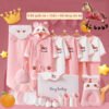 Set đồ sơ sinh quà tặng trọn bộ 26 món Cotton cao cấp hoạt tiết ngựa hồng xinh xắn cho bé -SQT04