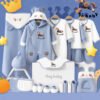 Hey Baby [Quà tặng] Set đồ sơ sinh quà tặng trọn bộ 26 món Cotton cao cấp hoạt tiết rắn xanh xinh xắn cho bé -SQT02