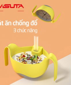 Bát ăn dặm silicon 3 chức năng kèm ống hút Misuta-AD02