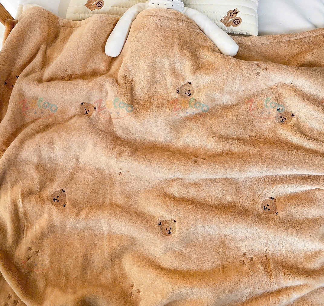 Chăn lông tuyết thêu họa tiết-MB07